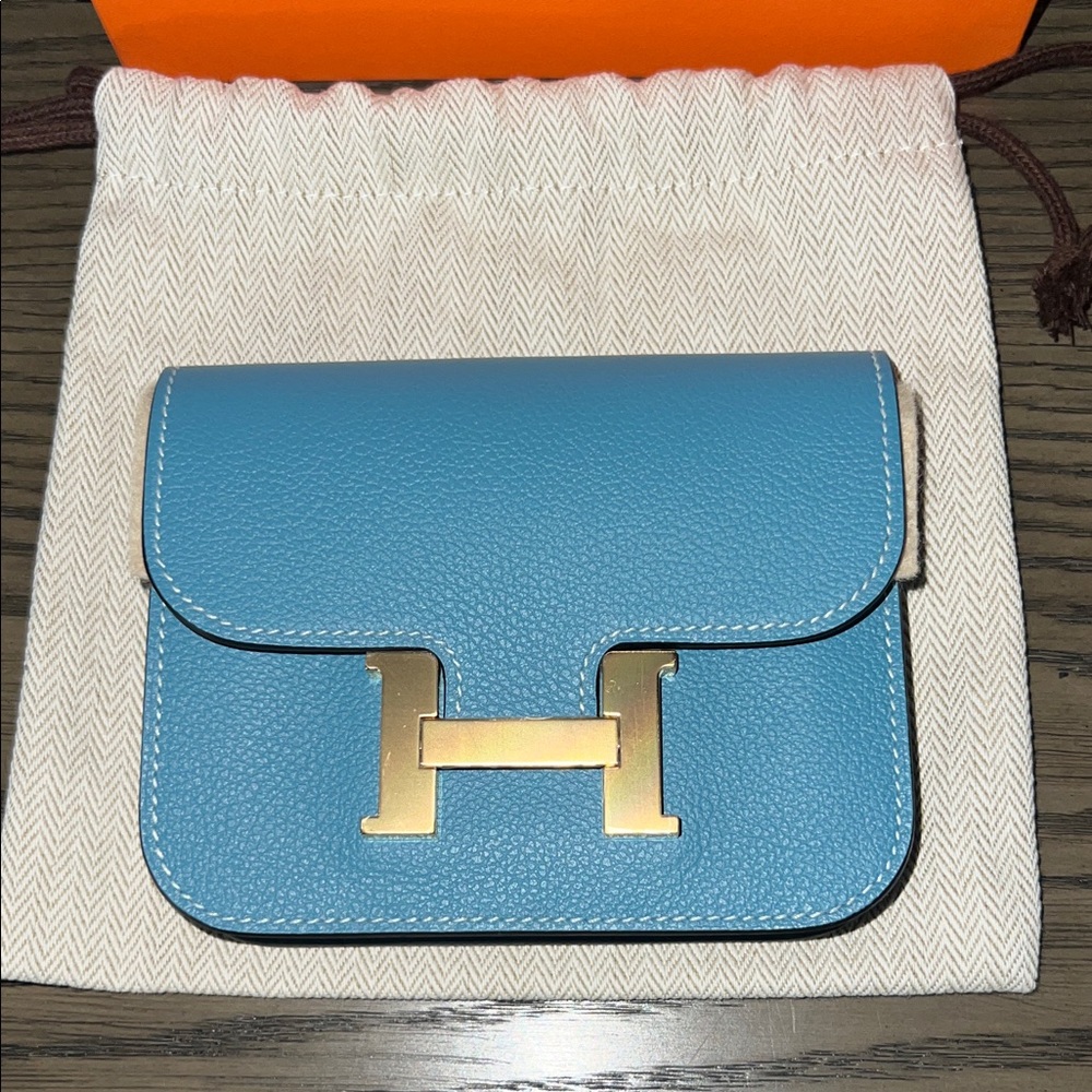 Hermes Constance Slim Wallet Denim